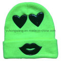 Mode strickte Winter Beanie Hut / Cap mit PVC Patch